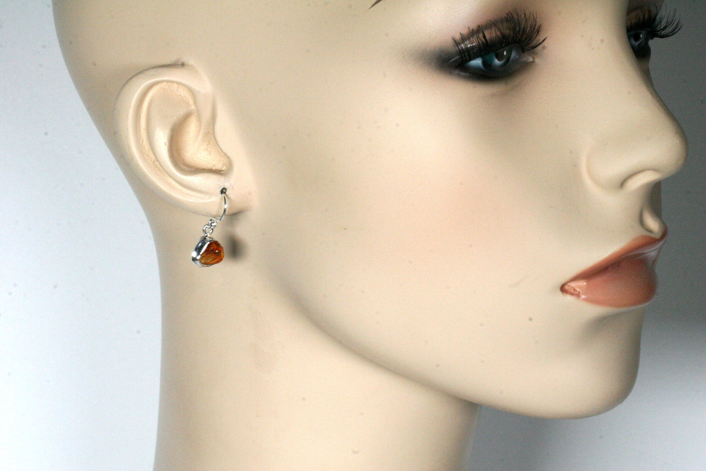 Raw Citrine Drop Earrings in Sterling Silver