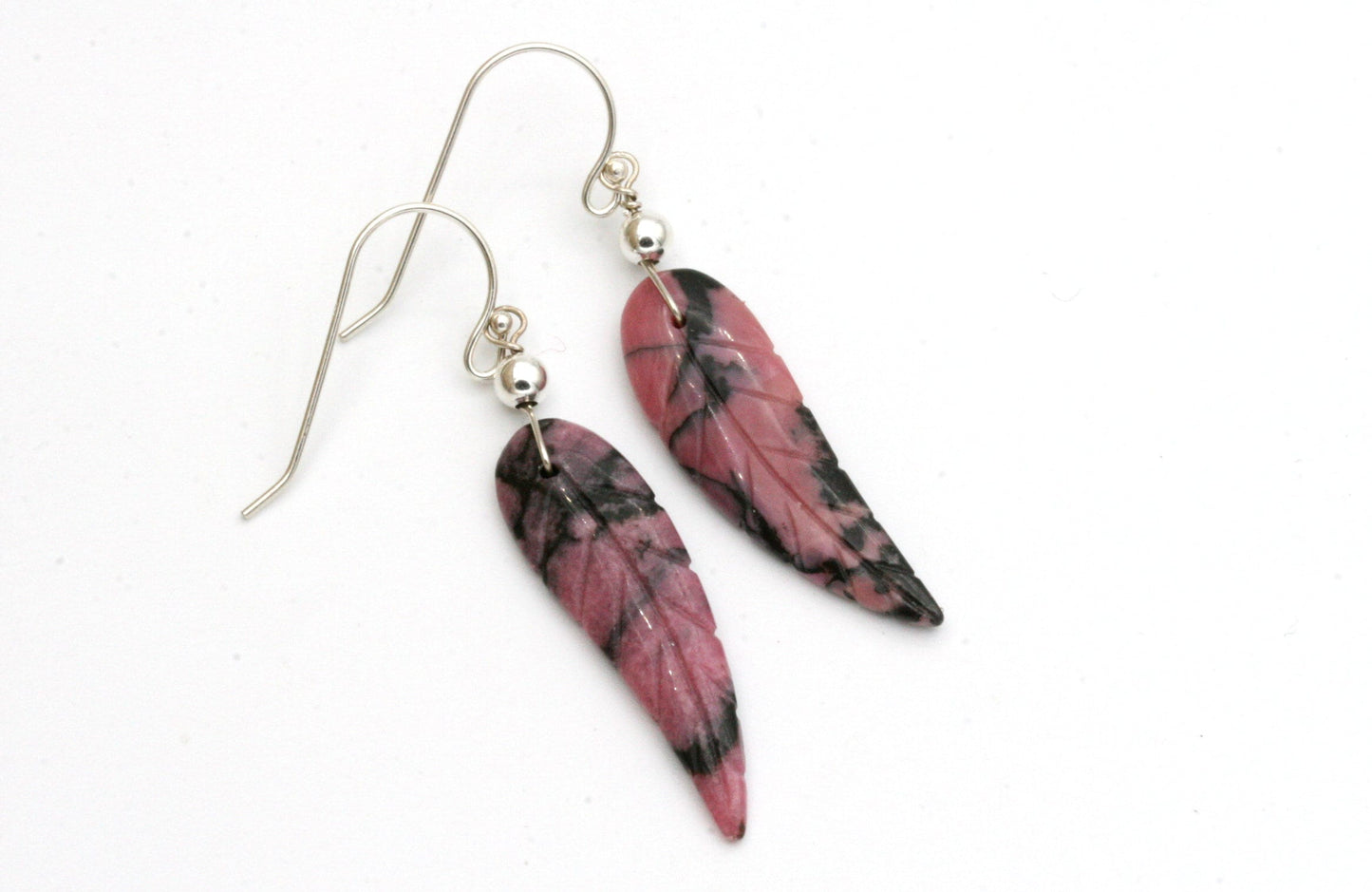 Rhodonite Feather Earrings
