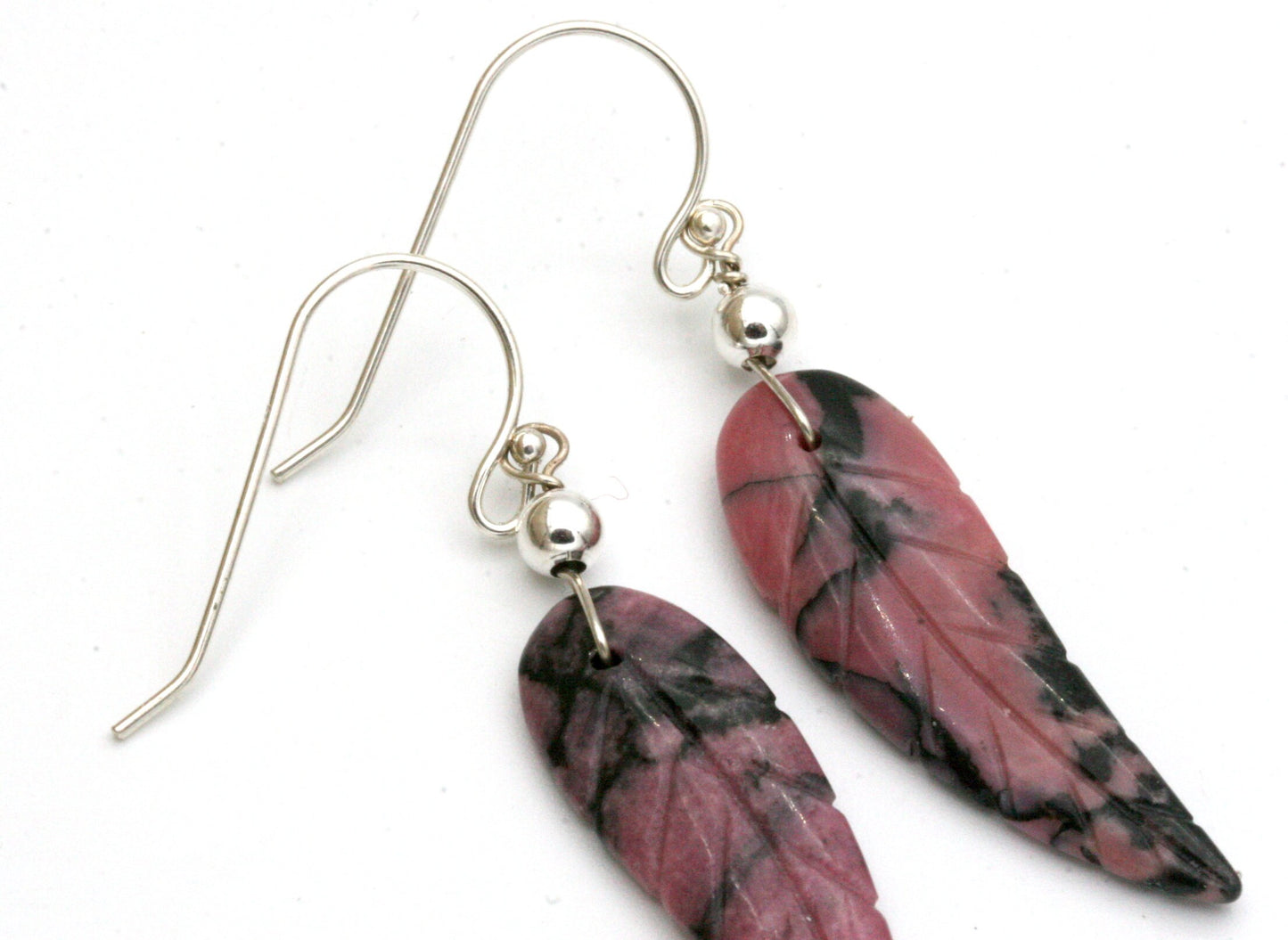 Rhodonite Feather Earrings