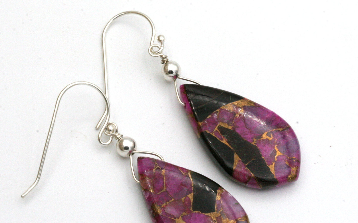 Obsidian with Pink Turquoise Earrings
