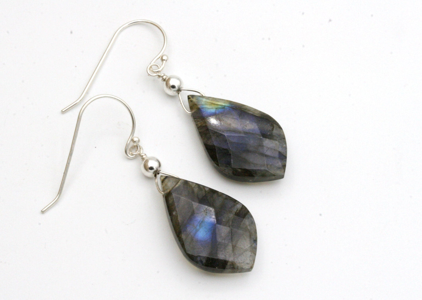 Faceted Labradorite Teardrop Earrings