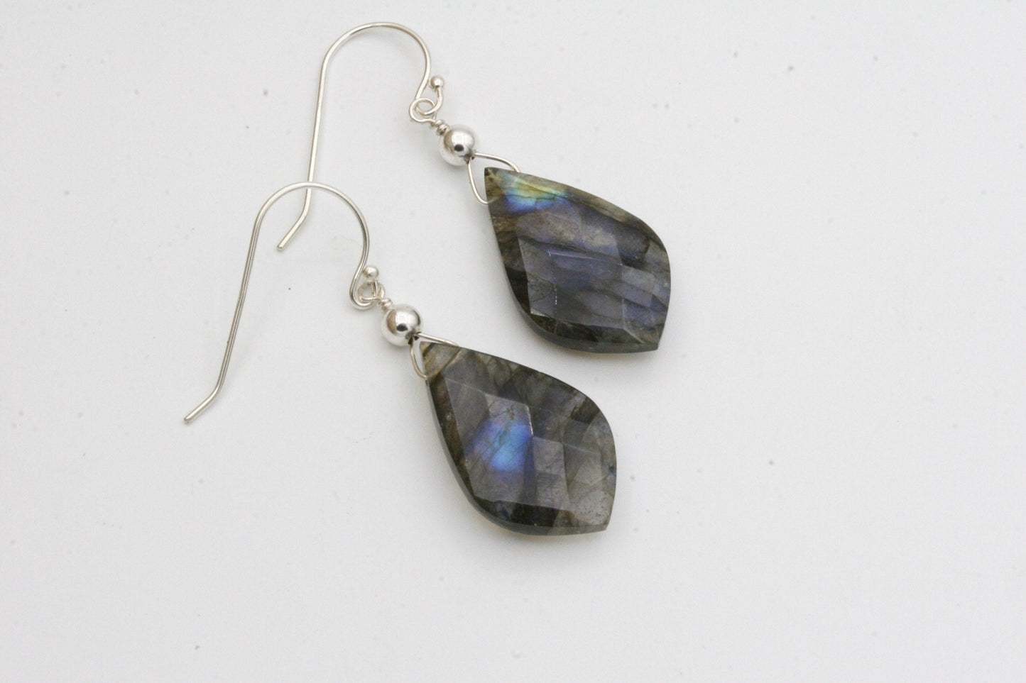 Faceted Labradorite Teardrop Earrings