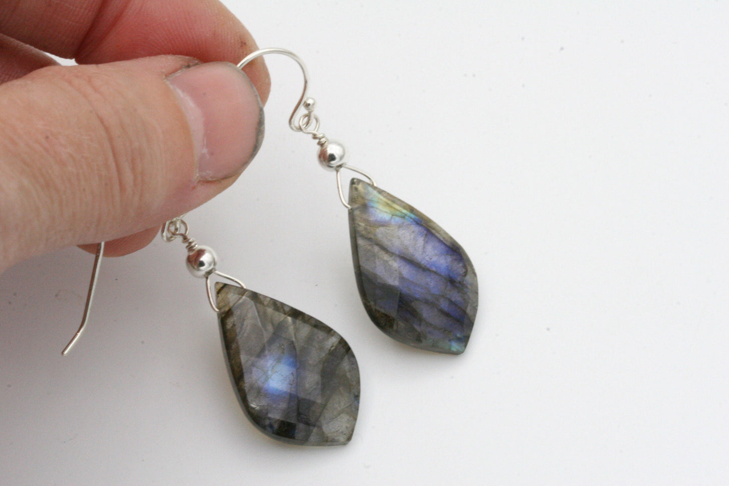 Faceted Labradorite Teardrop Earrings