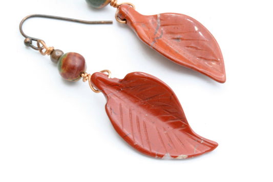 Jasper Leaf Earrings