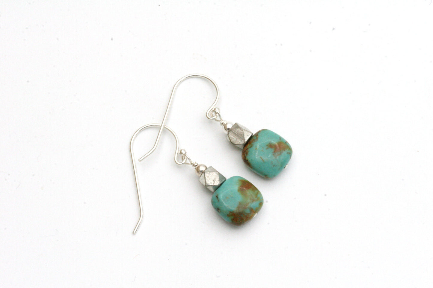 Square Turquoise earrings with Sterling Silver