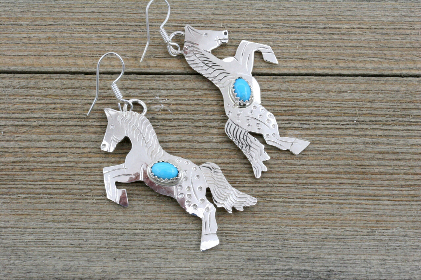 Sleeping Beauty Turquoise and Sterling Silver Horse Earrings