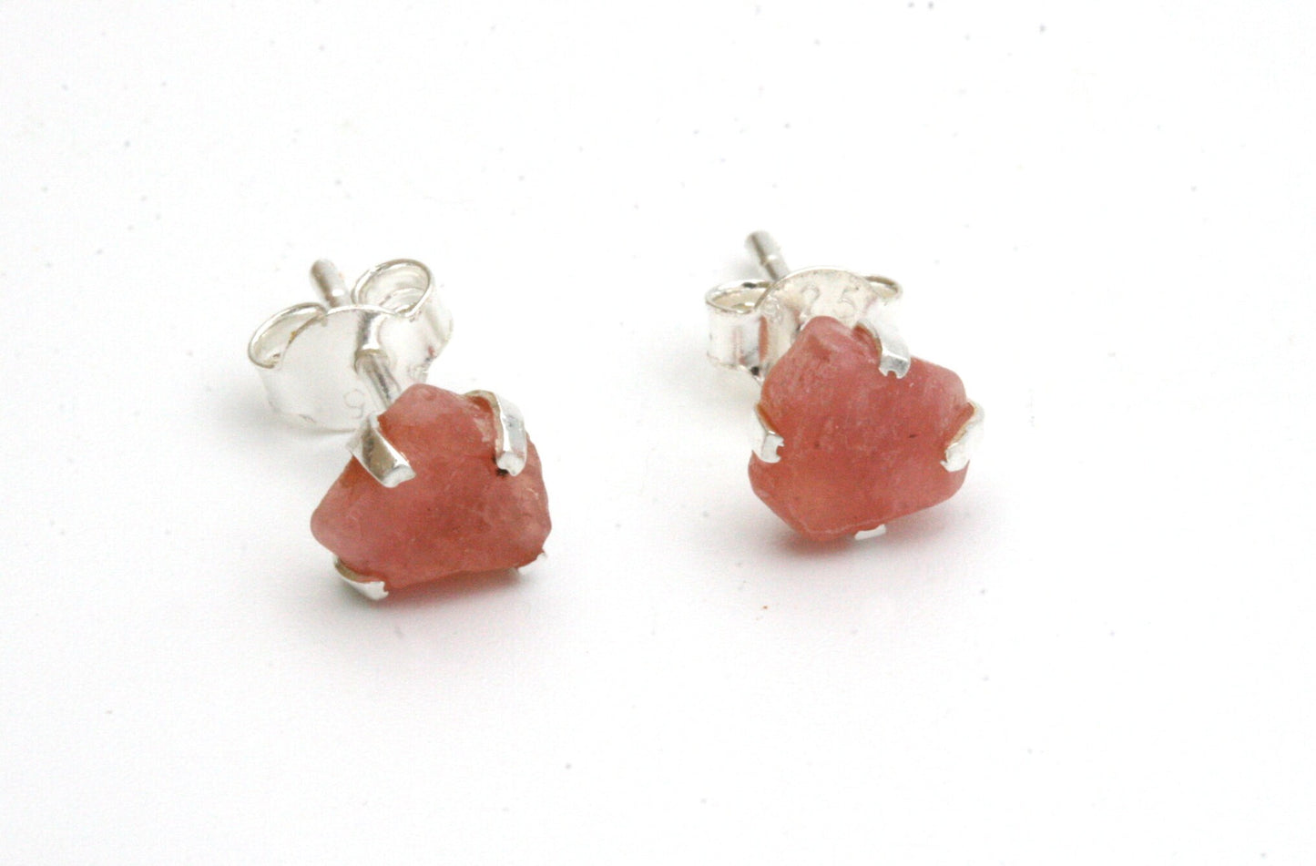 Raw Rhodochrosite Stud Earrings