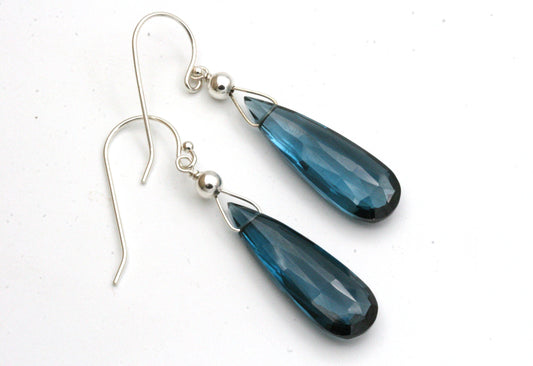 Teardrop London Blue Topaz Earrings – Sterling Silver
