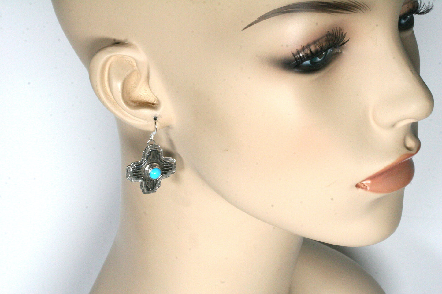 Zia Turquoise Earrings in Sterling Silver