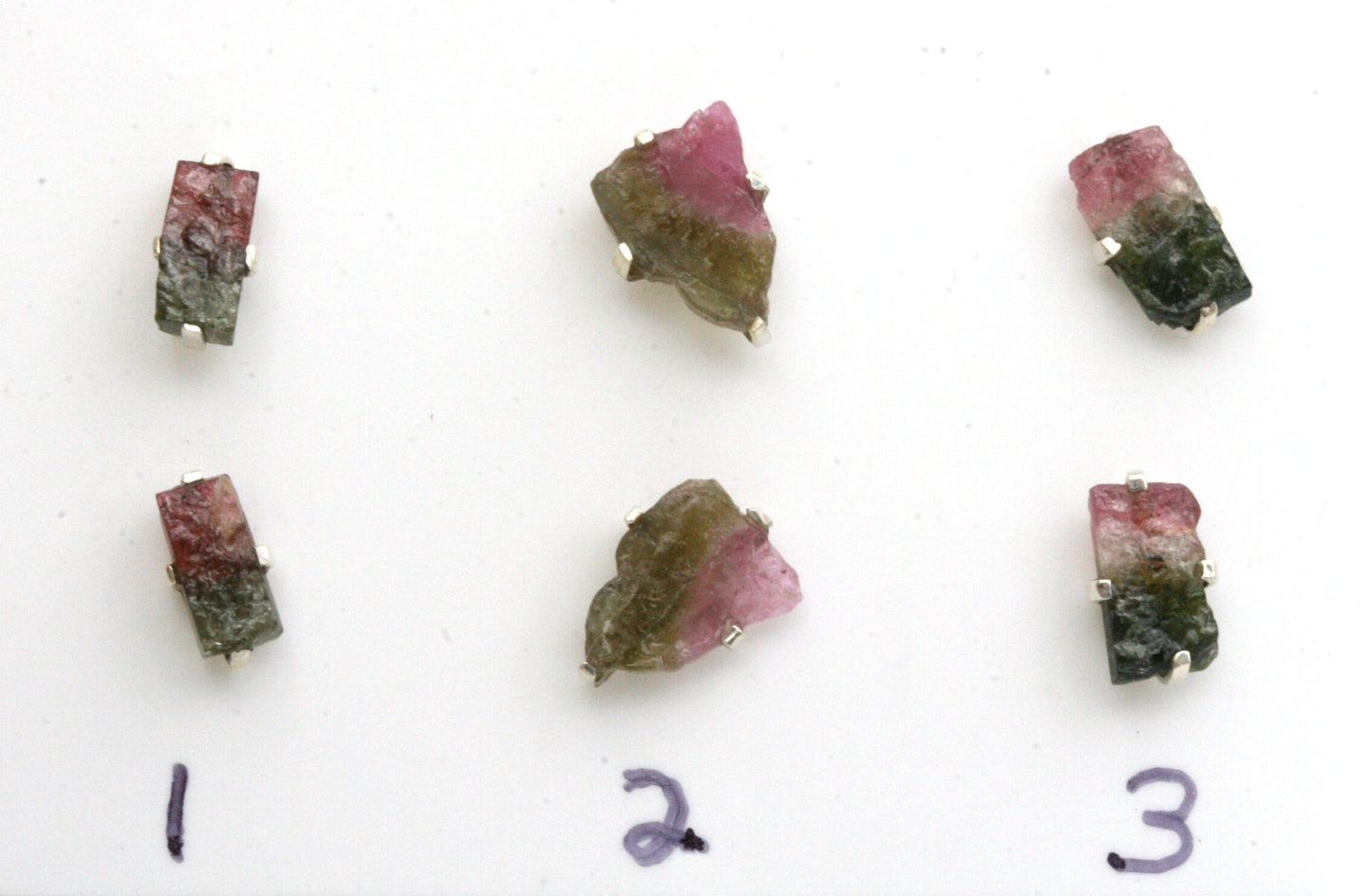 Raw Watermelon Tourmaline Stud Earrings