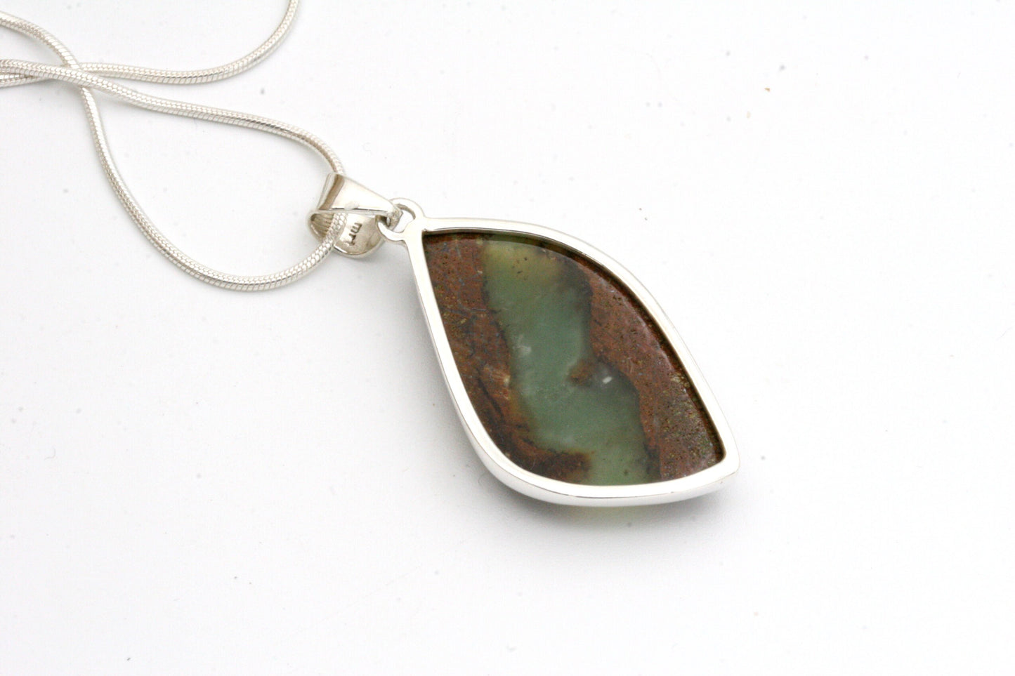 Freeform Chrysoprase Necklace in Sterling Silver