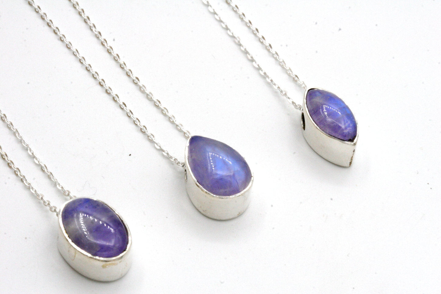 Blue Moonstone Slider pendant in Sterling silver