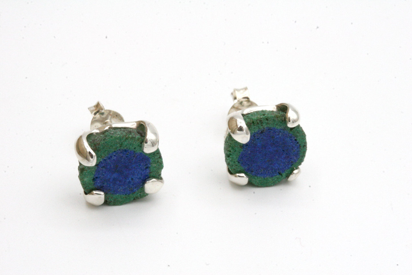 Azurite Malachite Stud Earrings