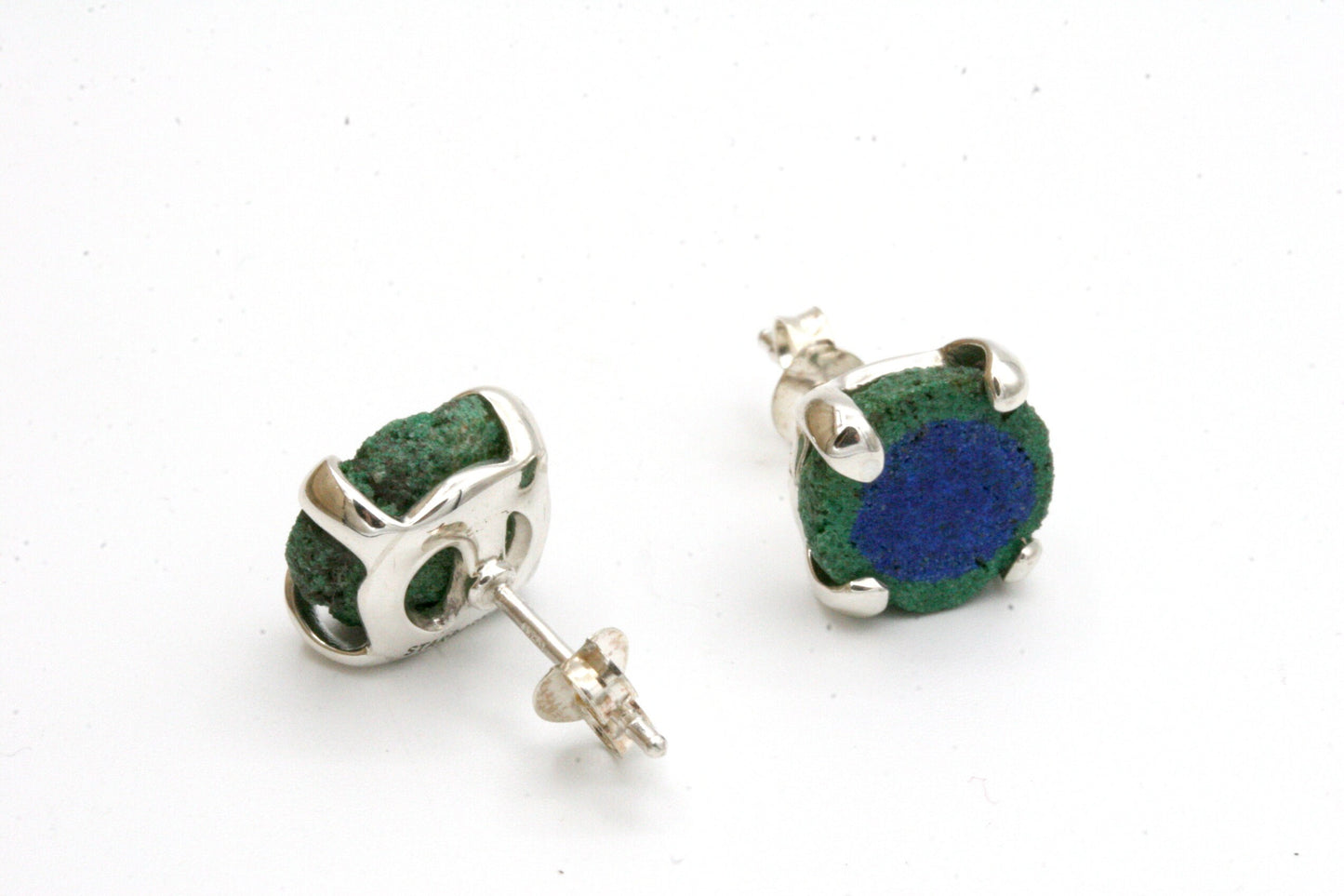 Azurite Malachite Stud Earrings