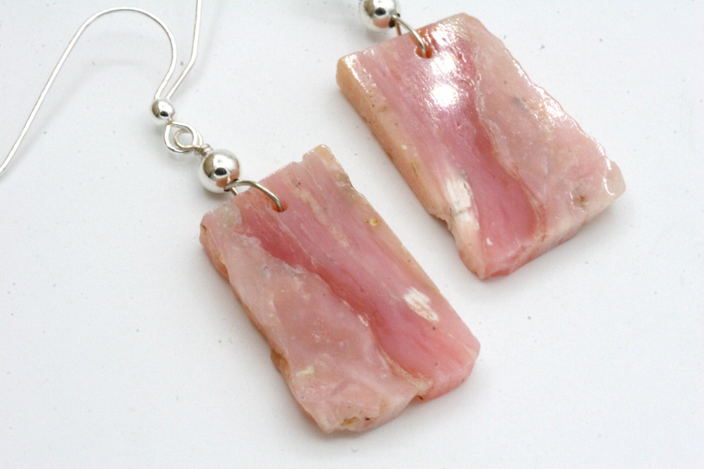Pink Opal Slice Earrings