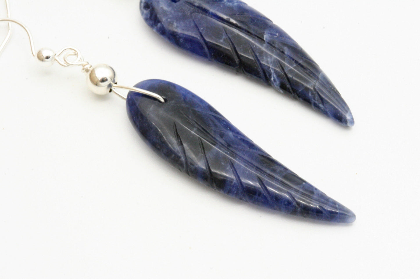 Lapis Lazuli Feather Earrings