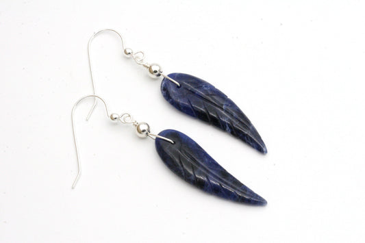 Lapis Lazuli Feather Earrings