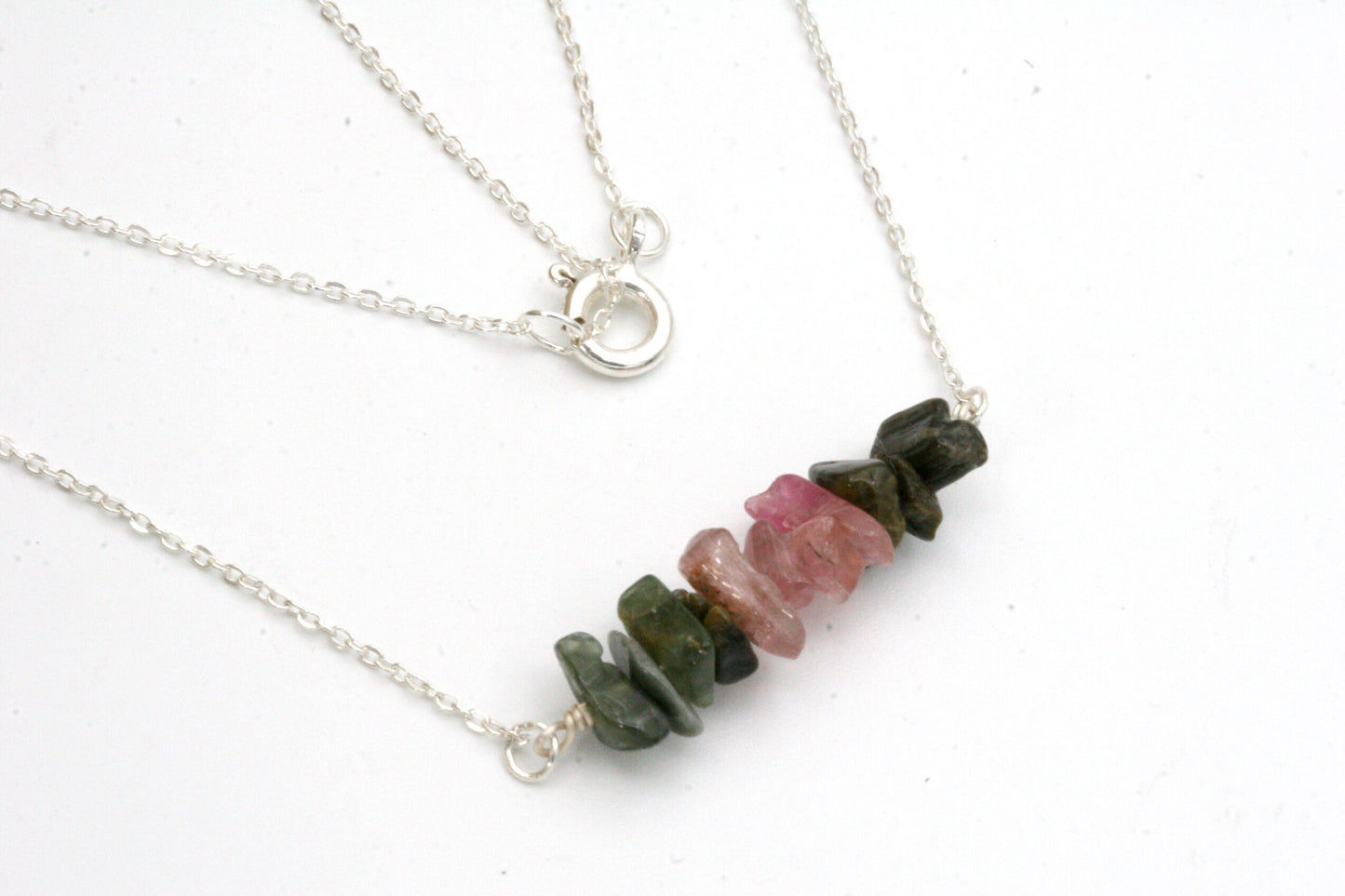 Raw Watermelon Tourmaline Bar Necklace