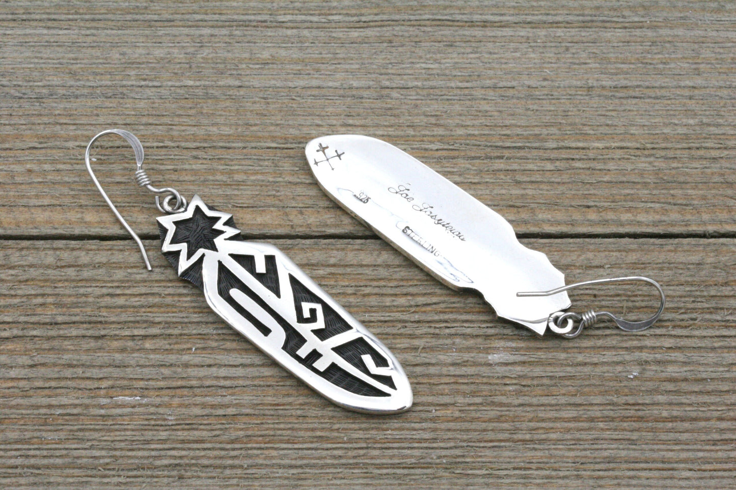 Modern Sterling Silver Feather Earrings