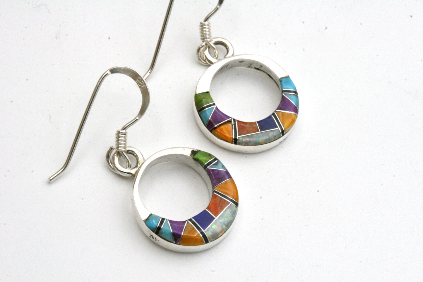 Inlay Colorful Hoop Earrings - Small