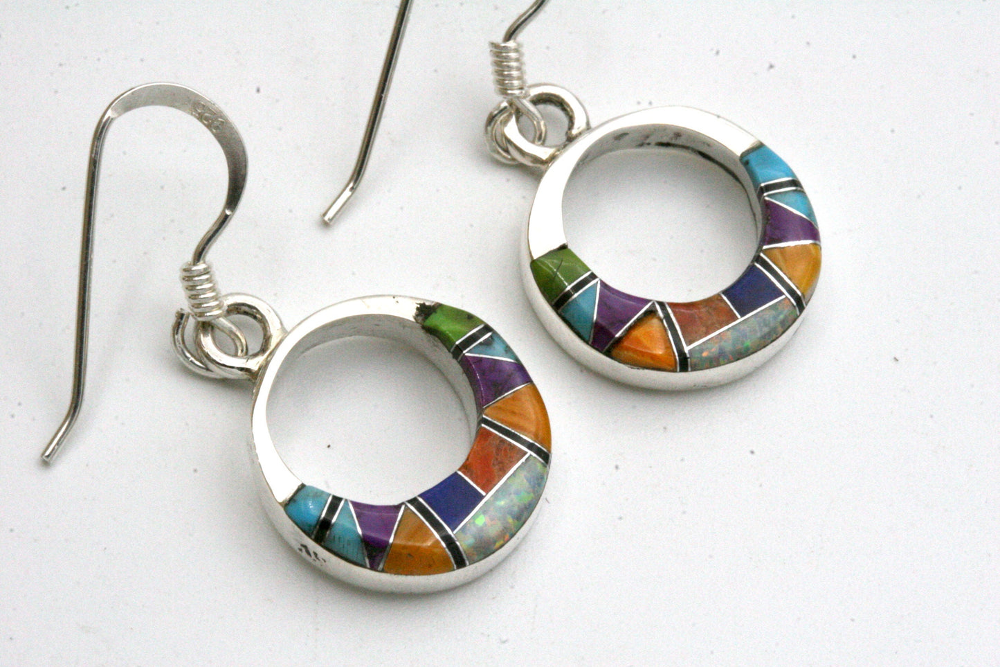 Inlay Colorful Hoop Earrings - Small