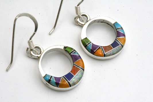 Inlay Colorful Hoop Earrings - Small