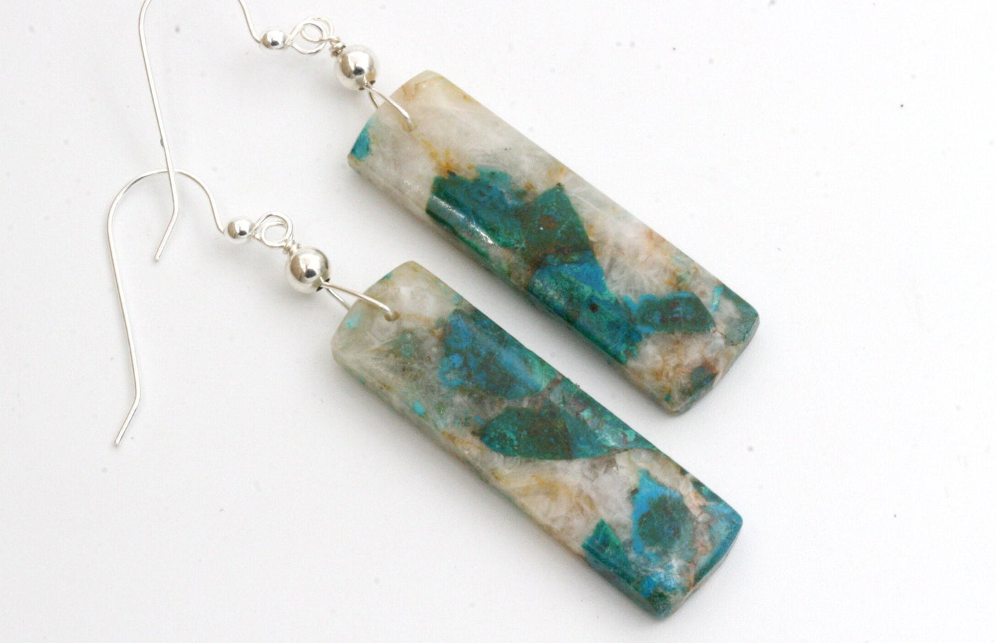 Chrysocolla In Quartz Earrings