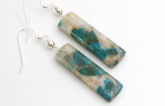 Chrysocolla In Quartz Earrings
