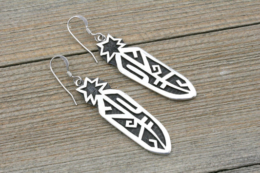 Modern Sterling Silver Feather Earrings