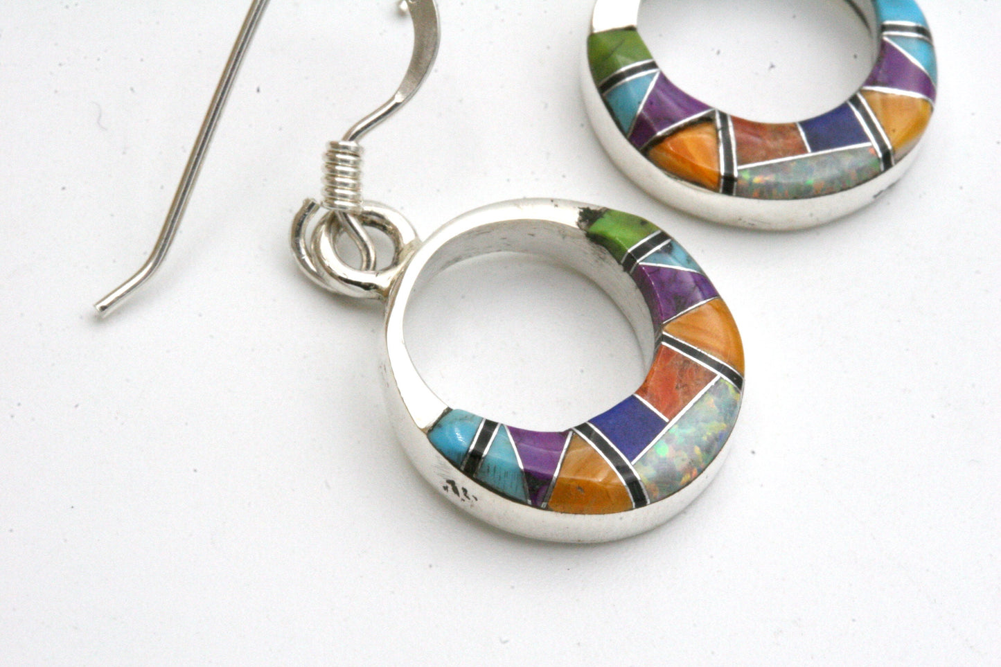 Inlay Colorful Hoop Earrings - Small