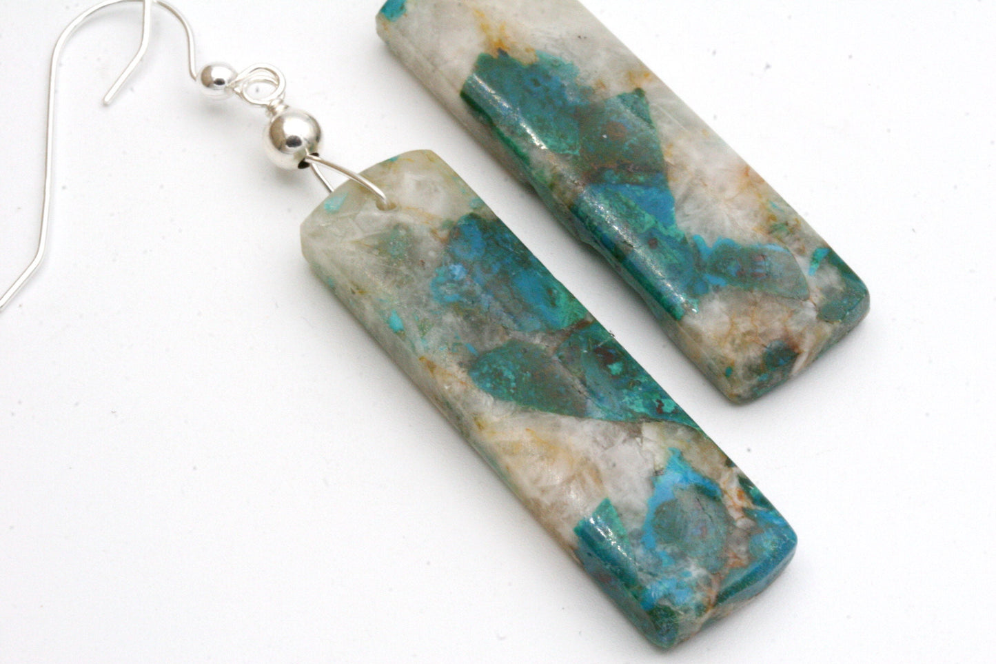 Chrysocolla In Quartz Earrings