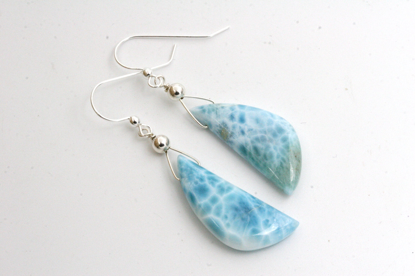 Sky Blue Larimar Earrings in Sterling Silver