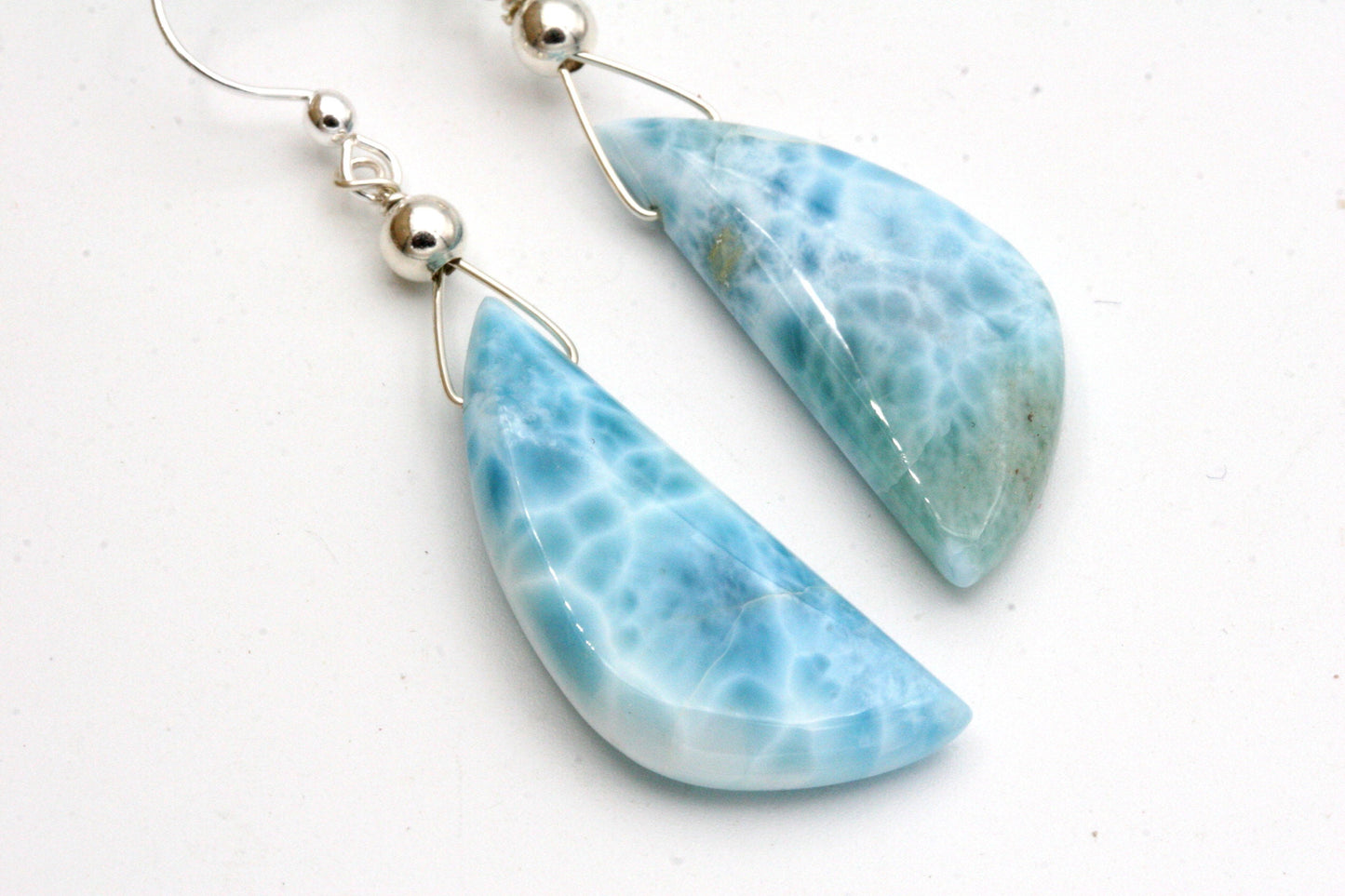 Sky Blue Larimar Earrings in Sterling Silver