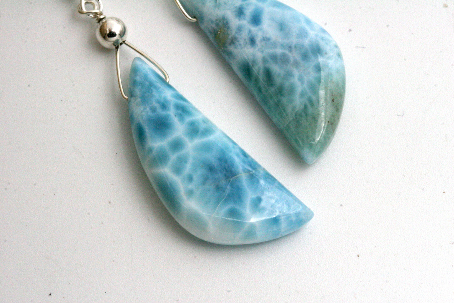 Sky Blue Larimar Earrings in Sterling Silver