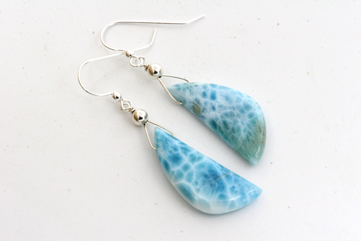 Sky Blue Larimar Earrings in Sterling Silver