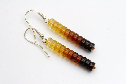 Long Ombre Amber Stacked Earrings