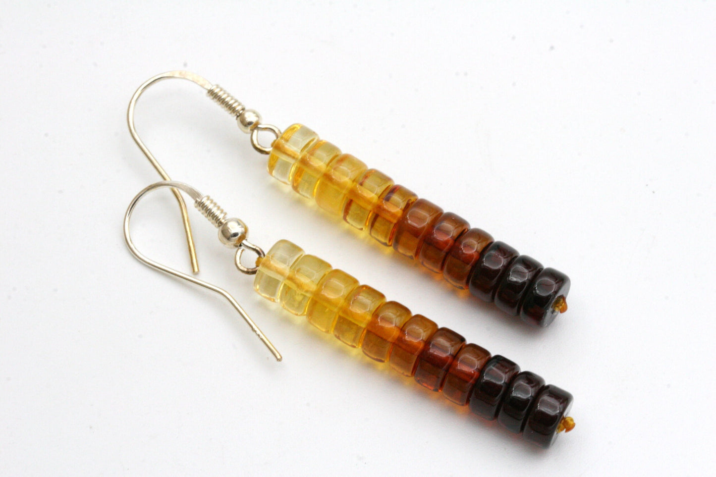 Long Ombre Amber Stacked Earrings