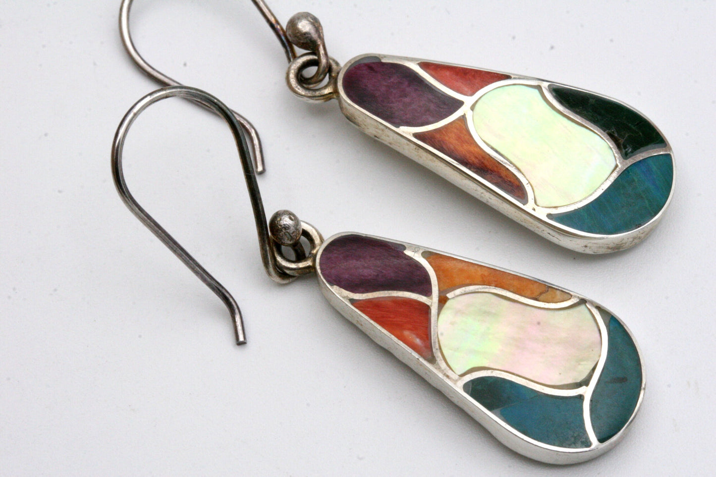 Colorful Wavy Stone Inlay Earrings