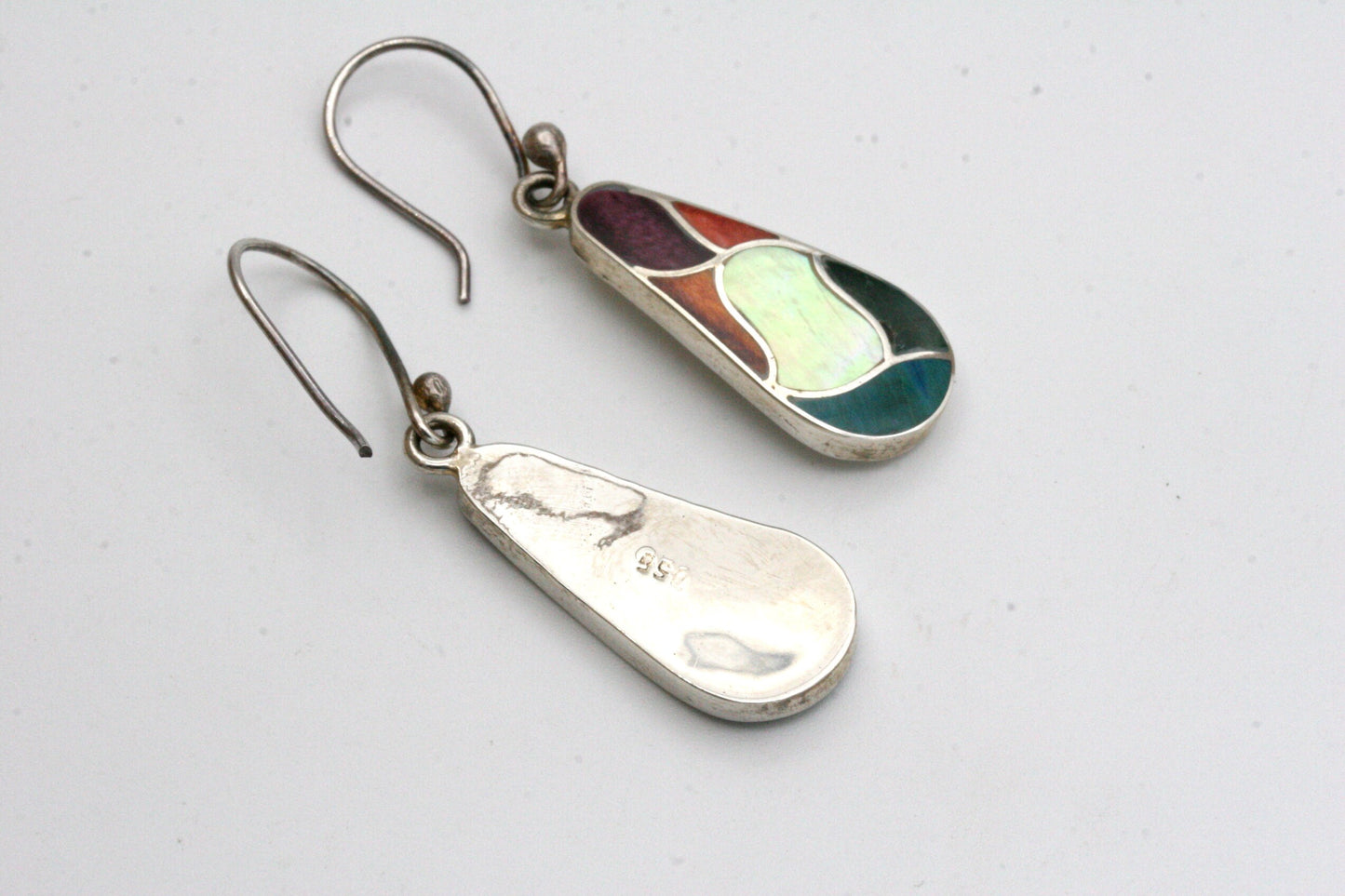 Colorful Wavy Stone Inlay Earrings
