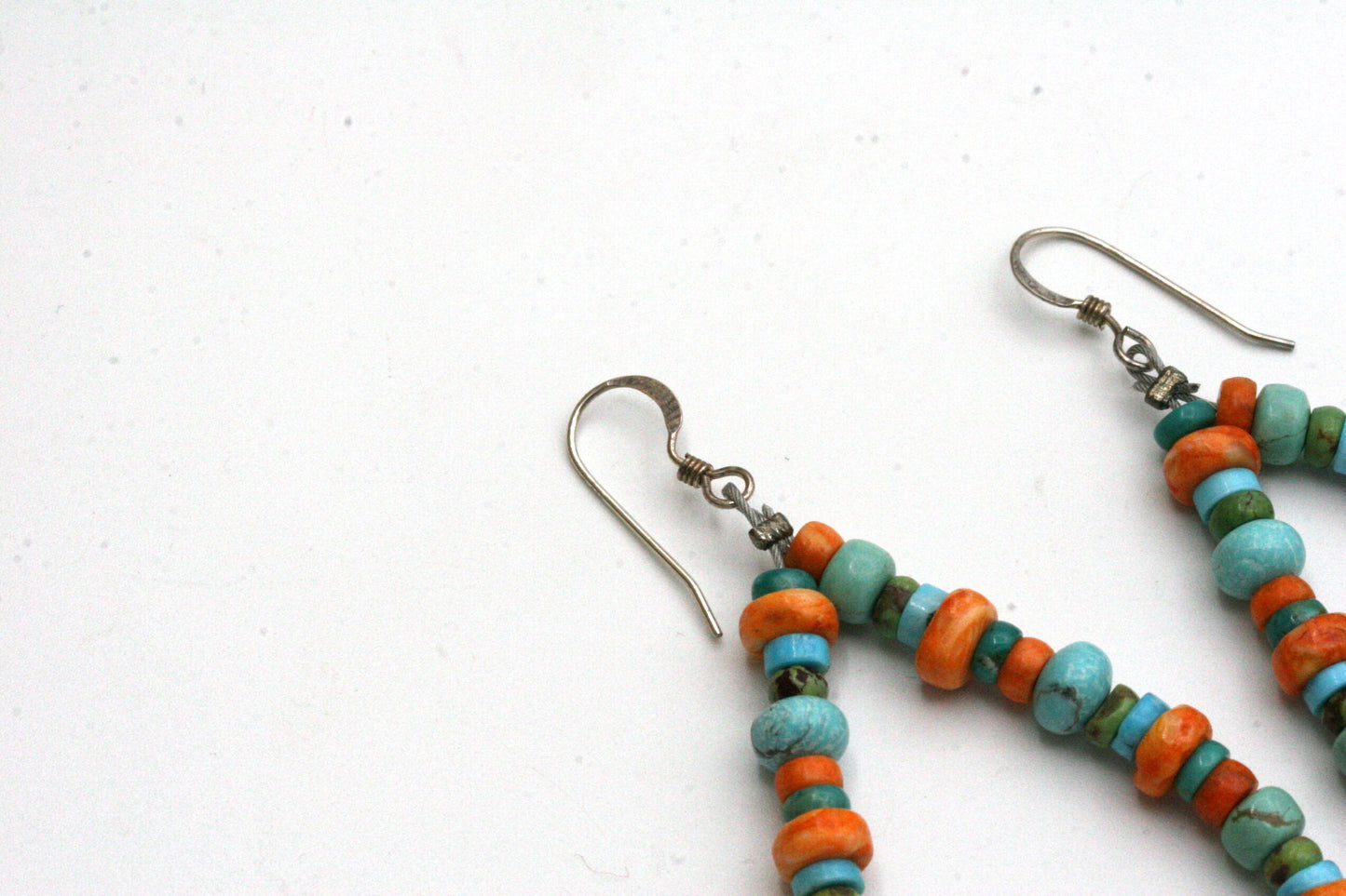 Southwestern Turquoise and Coral Hoop Earrings