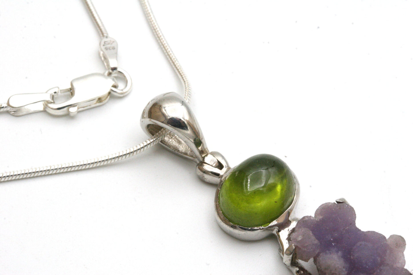 Grape Chalcedony with Vesuvianite Pendant