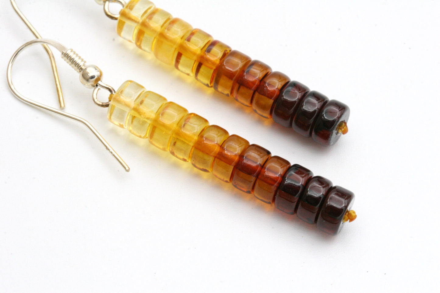 Long Ombre Amber Stacked Earrings