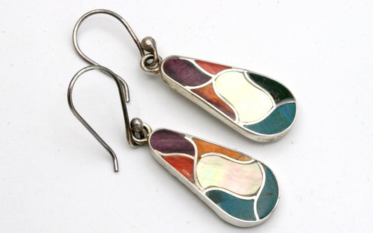 Colorful Wavy Stone Inlay Earrings