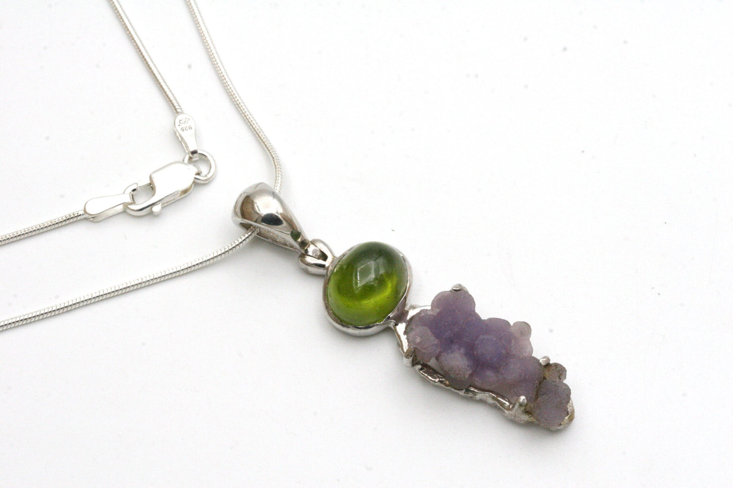 Grape Chalcedony with Vesuvianite Pendant