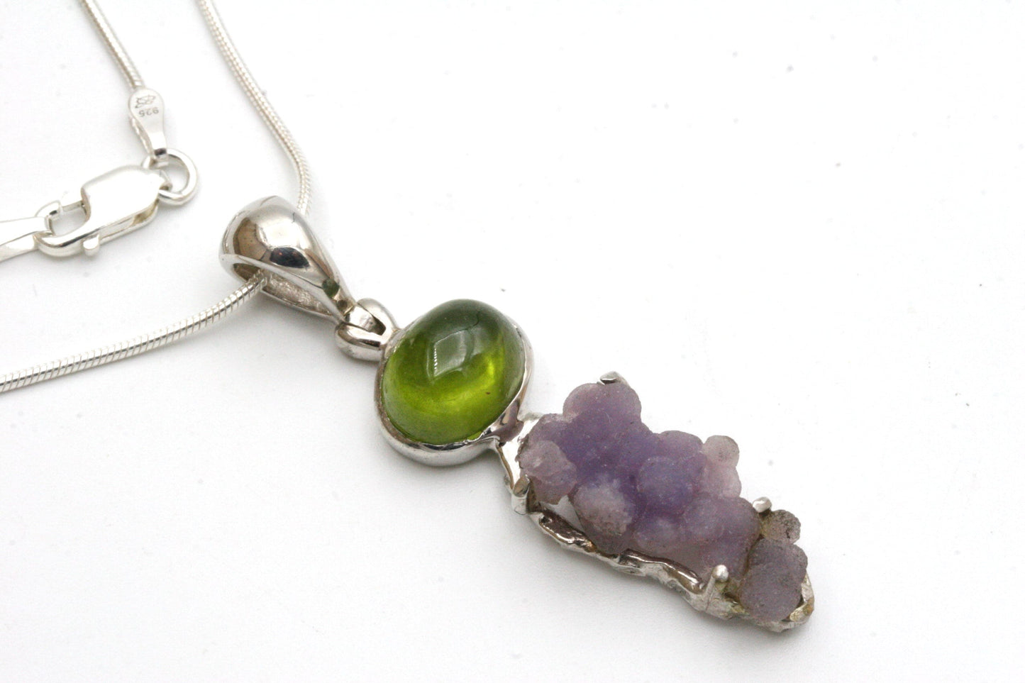 Grape Chalcedony with Vesuvianite Pendant
