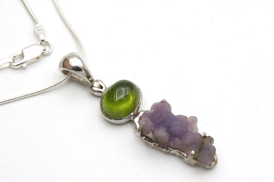 Grape Chalcedony with Vesuvianite Pendant