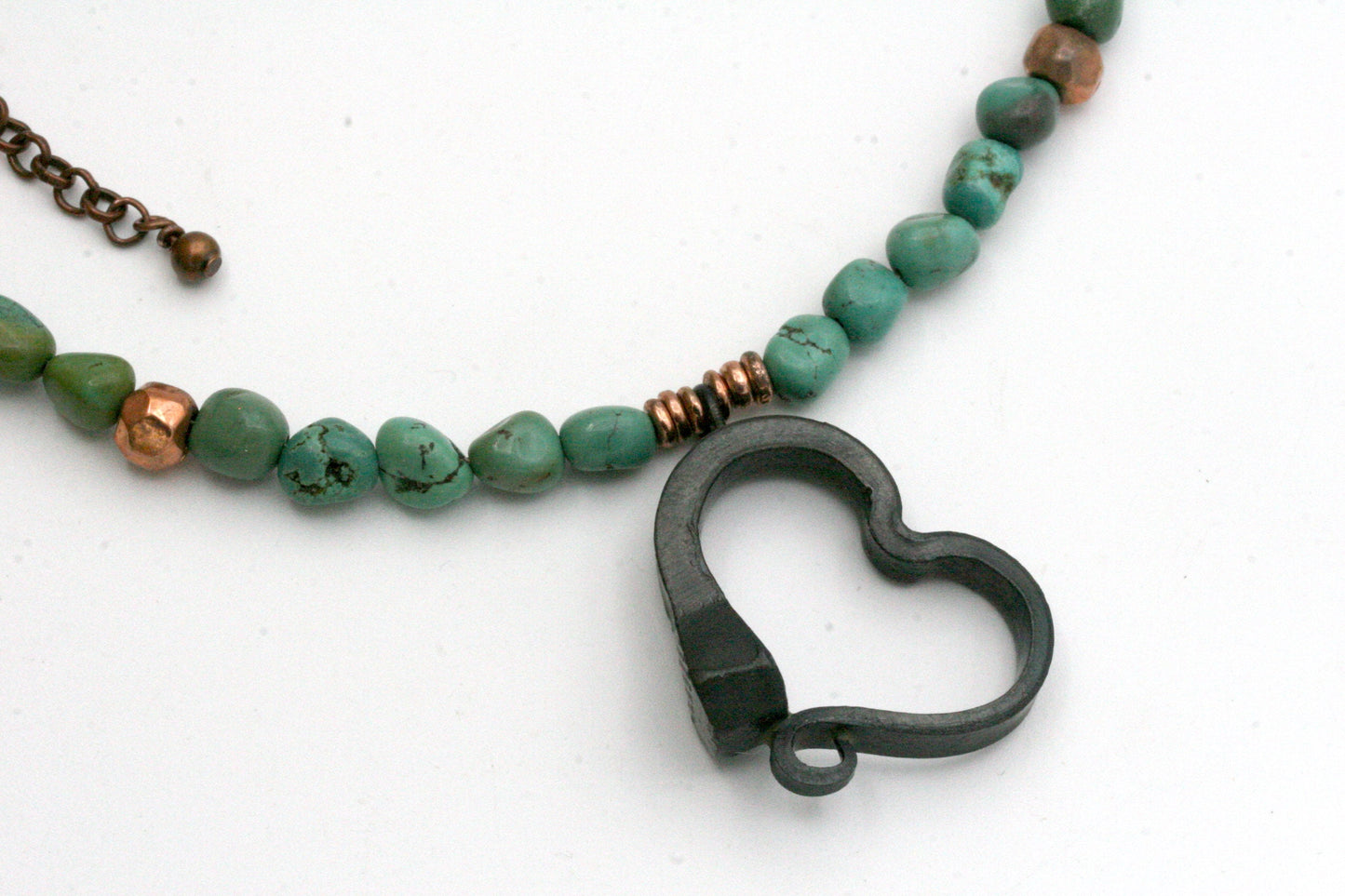 Horse Shoe Nail Necklace with Copper and Turquoise