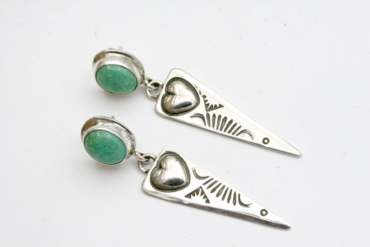 Sterling Silver and Turquoise Earrings by Dakota T. WIllie