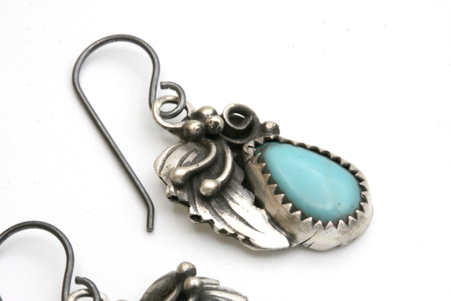 Floral Campitos Turquoise Earrings in Sterling Silver