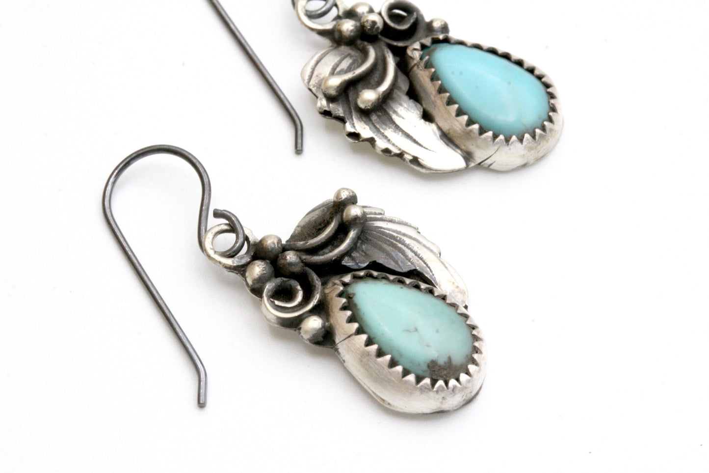 Floral Campitos Turquoise Earrings in Sterling Silver